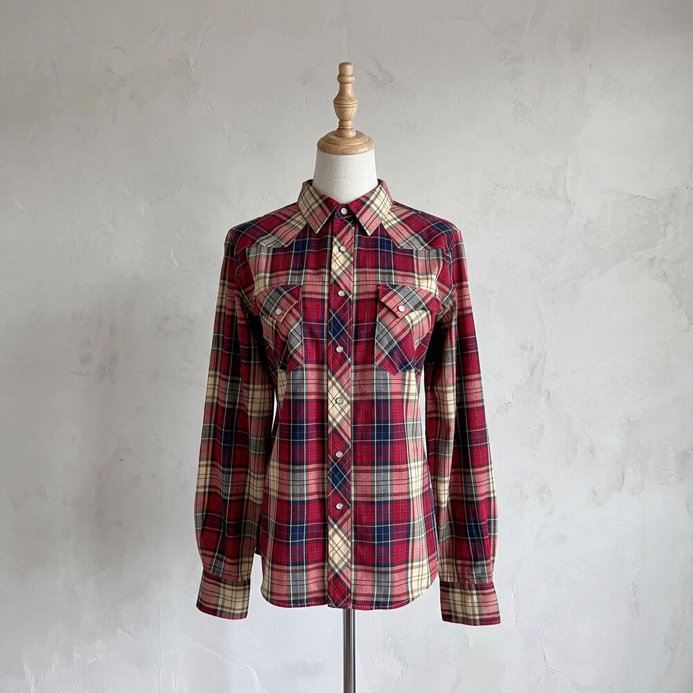 Ralph Lauren Sport c. 1990s Western Snap Shirt in Redwoods Plaid | 6